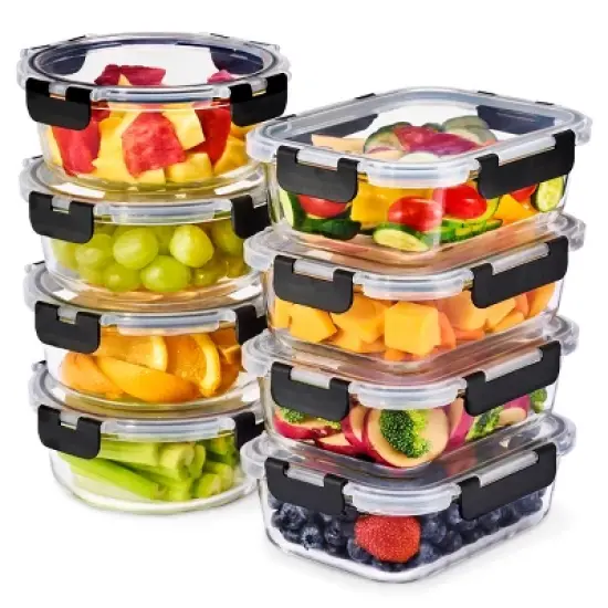 Sorbus 16 Piece Glass Meal Prep Containers with Airtight Lids - Preserves Freshness, Oven Safe, durable, BPA-free image {11}