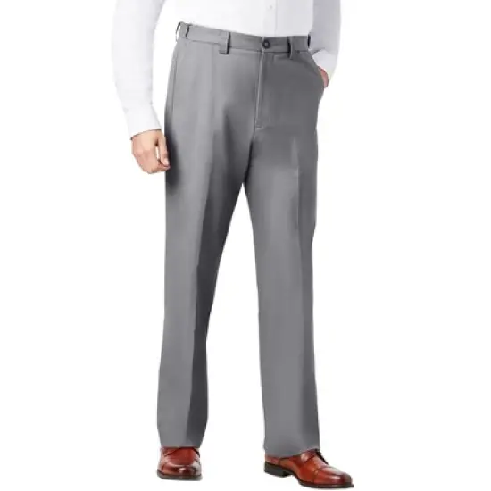 KingSize Men's Big & Tall Relaxed Fit Wrinkle-Free Expandable Waist Plain Front Pants image {8}