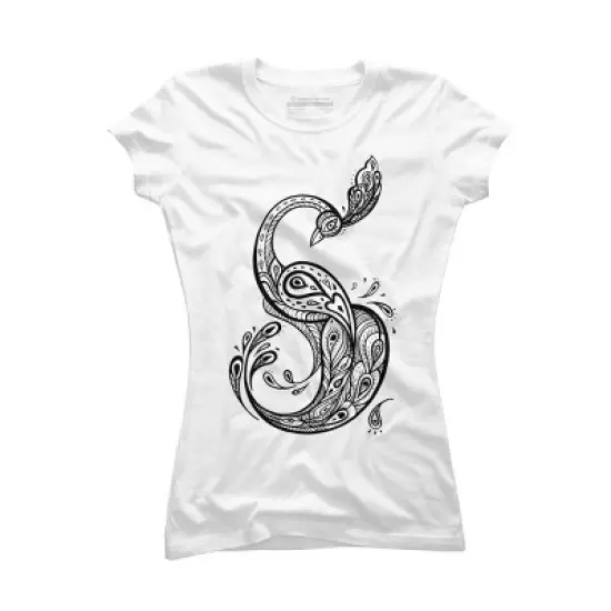 Junior's Design By Humans Beautiful Peacock. Decorative illustration. By Katyau T-Shirt image {6}