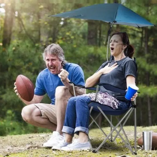 LakeForest "Ultimate Foldable Beach Chair with Detachable Umbrella and Adjustable Canopy &ndash; Perfect for Camping, Travel, and Poolside Relaxation!" Blue image {3}