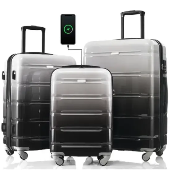 XINGHANZHENXUAN 3-Piece Luggage Set, 20" Carry-On Hard Shell Suitcase with Spinner Wheels image {10}