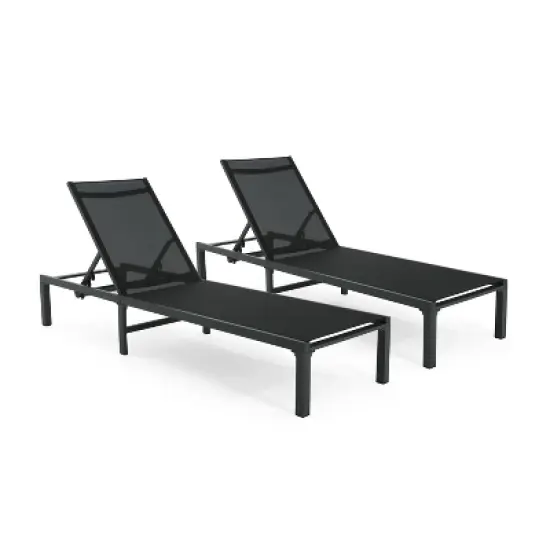 Christopher Knight Home Perlas Outdoor Aluminum Adjustable Chaise Lounge, Black image {8}