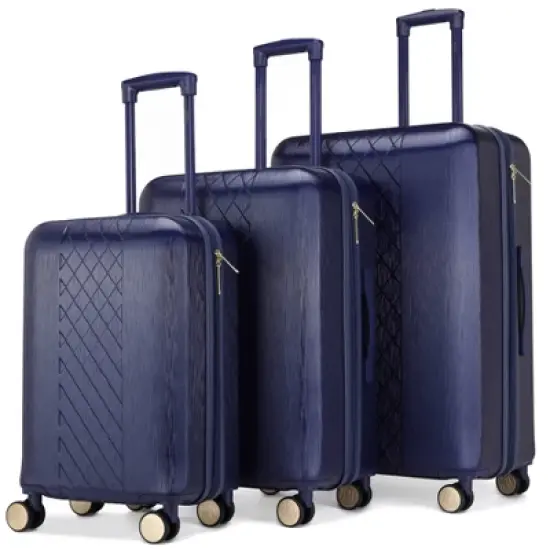 Badgley Mischka Diamond Expandable Hardside Checked 3pc Luggage Set image {13}