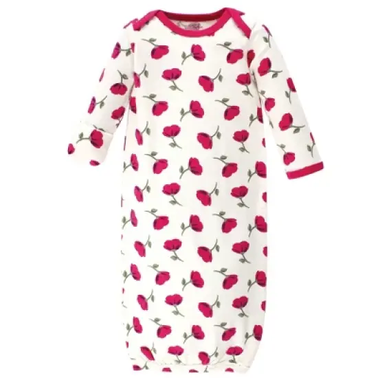 Touched by Nature Baby Girl Organic Cotton Long-Sleeve Gowns 3pk, Petals, 0-6 Months image {1}