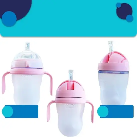 Botabee 3-in-1 Weighted Straw Sippy Cup Conversion Kit compatible with 5oz & 8oz, 2 Pack, Pink image {2}