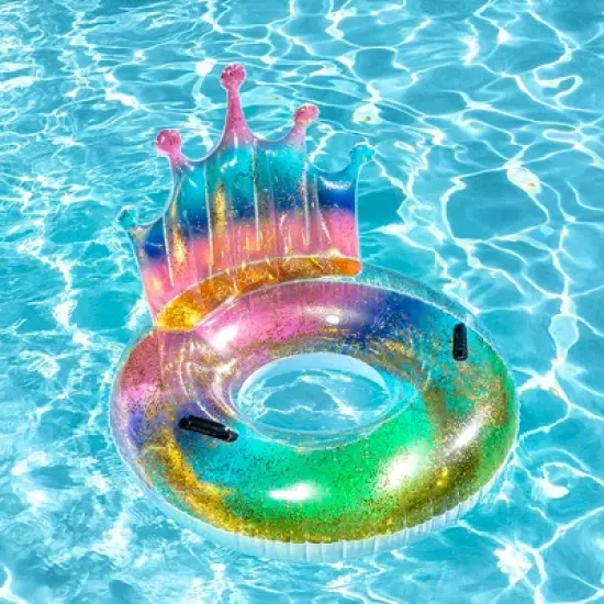 Pool Central 43" Rainbow Glitter Tiara Swimming Pool Inflatable Inner Tube image {2}