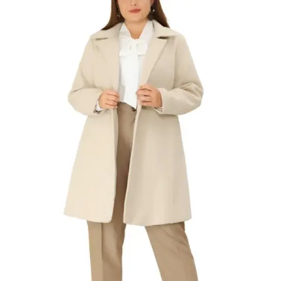 Agnes Orinda Women's Plus Size Notched Lapel Single Breasted Winter Long Pea Coat image {12}