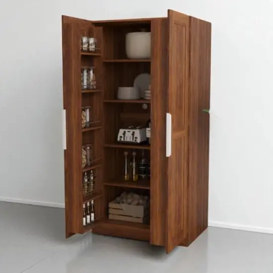 62.99" Freestanding Kitchen Pantry Cabinet with Doors & Adjustable Shelves, MDF Buffet Sideboard Storage Cupboard for Kitchen, Dining Room image {14}