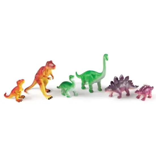 Learning Resources Jumbo Dinosaurs, Mommas and Babies, T-Rex, Stegosaurus, and Brachiosaurus, 6 Animals image {1}