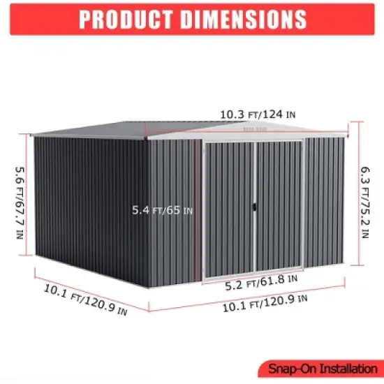 Outdoor Storage Shed,Metal Tool Shed with Lockable Doors ,Weatherproof Shed   for Patio, Garden & Lawn, Large Utility Shed for Tools image {1}
