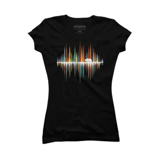 Junior's Design By Humans Colorful Mountain Bear Vibes - Music Sound Wave By NomAdartStudio T-Shirt image {3}