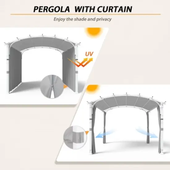 EAGLE PEAK 11'x11' Outdoor Textilene Top Pergola with Sidewalls, Gray image {4}