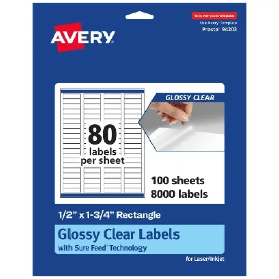Avery Glossy Clear Rectangle Labels with Sure Feed, .5" x 1.75" image {10}
