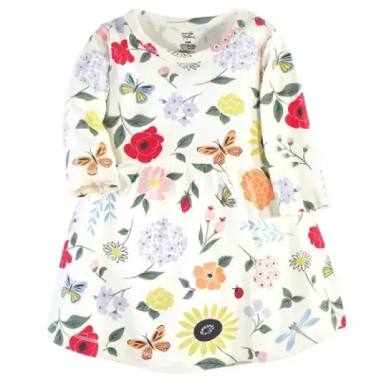 Touched by Nature Baby and Toddler Girl Organic Cotton Long-Sleeve Dresses 2pk, Flutter Garden image {2}