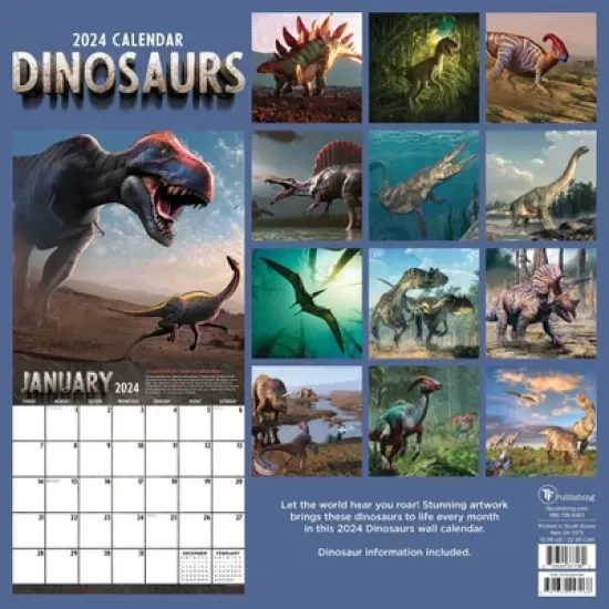 TF Publishing 2024 Wall Calendar 12"x12" Dinosaurs image {4}
