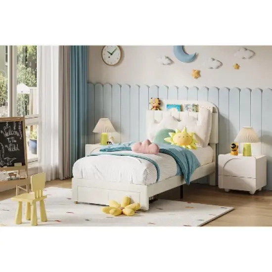 Twin Size Bed Frames with Storage Headboard,Twin Bed Frames with Storage drawer image {2}