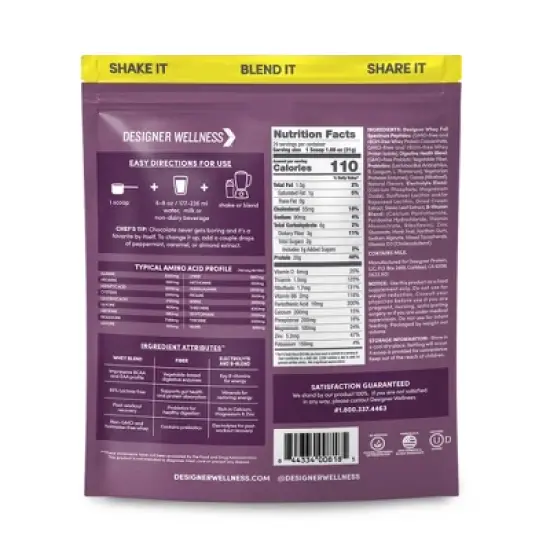 Designer Whey Protein Powder, Double Chocolate,  2lb image {1}