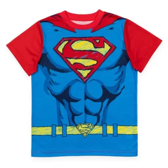 DC Comics Justice League Superman Cosplay Pajama Shirts and Shorts Blue/Red/White  image {1}