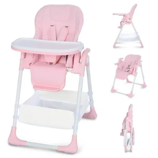 Kinder King Foldable High Chair for Babies & Toddlers, Adjustable Height, Recline, Storage Basket, Double Trays, Easy to Clean image {12}