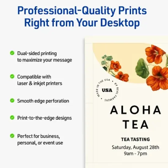 Avery Rectangle Flat Cards, 3-1/2" x 5", Matte Ivory, 40 Total image {1}