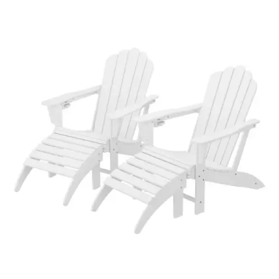 WestinTrends Highland 4-Piece Outdoor Patio HDPE Adirondack Chairs With Ottomans and Cup Holder Set image {20}