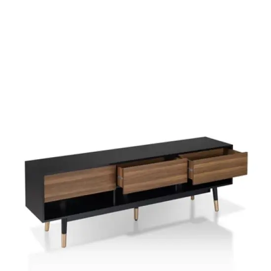 Vanore Mid-Century 3 Drawer TV Stand for TVs up to 80" Black - HOMES: Inside + Out image {6}