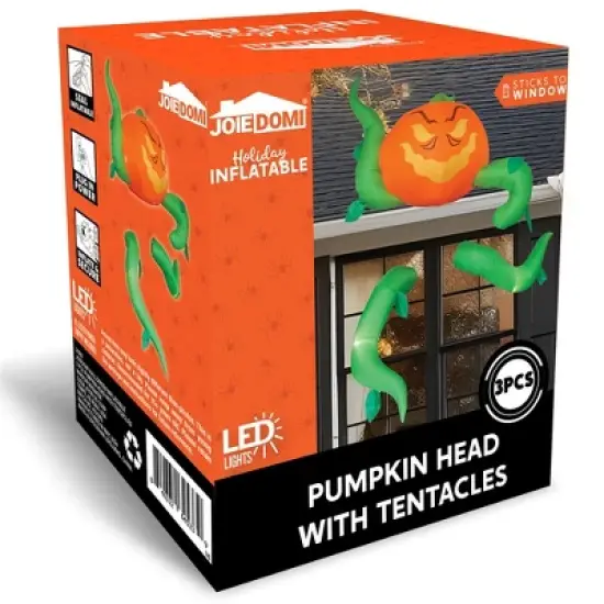 Joyfy 7.5FT Halloween Inflatables Outdoor Decorations, 3 Pcs Window Inflatable Pumpkin Head with Tentacles for Halloween Party Roof Outside Decoration image {8}