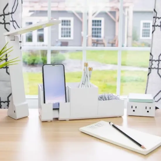 4pc Office Konnect Stackable Desk Organizer & Power Station White - Bostitch: Charging Station, Office Supplies, Metal & Plastic image {7}