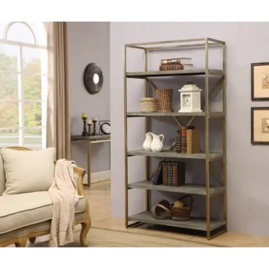 71.5" Huntington Bookcase Weathered Gray - Treasure Trove Accents image {2}