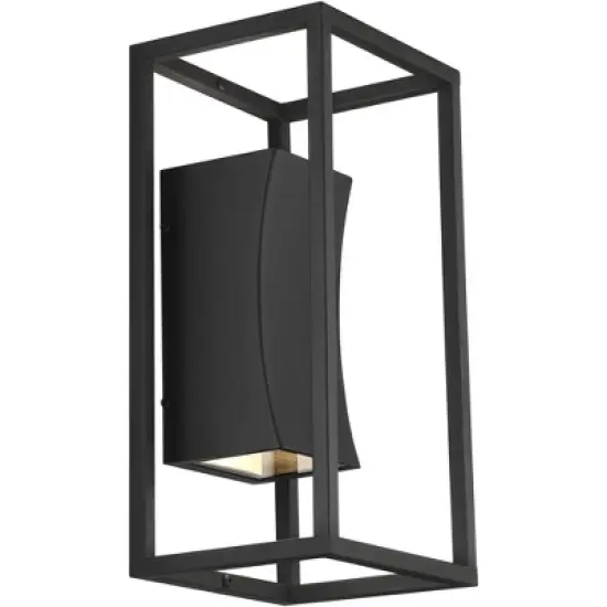 Possini Euro Design Modern Outdoor Wall Light Fixture Textured Black Dimmable LED Up Down 14" Sanded Glass Diffuser Up Down for Exterior Barn Deck image {4}