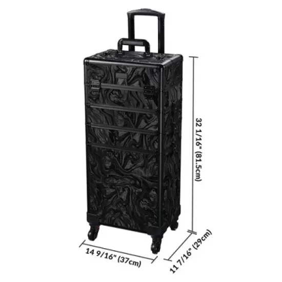 Byootique 4in1 Rolling Makeup Train Case Cosmetic Organizer Wheel image {7}