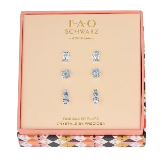 FAO Schwarz Silver Tone Snowman and Mittens Trio Earring Set image {1}