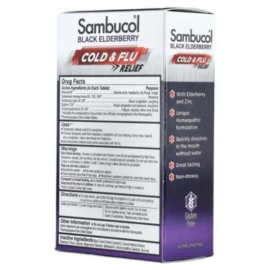 Sambucol Black Elderberry, Cold & Flu Relief, 60 Tablets image {2}