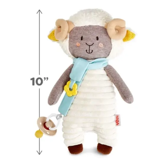 HABA Woolbert the Ram Lovey Set - Stuffed Animals for Babies, Pacifier Clips, Sensory Toys & Baby Teething Toys Ideal for Ages 0 Months+ image {2}