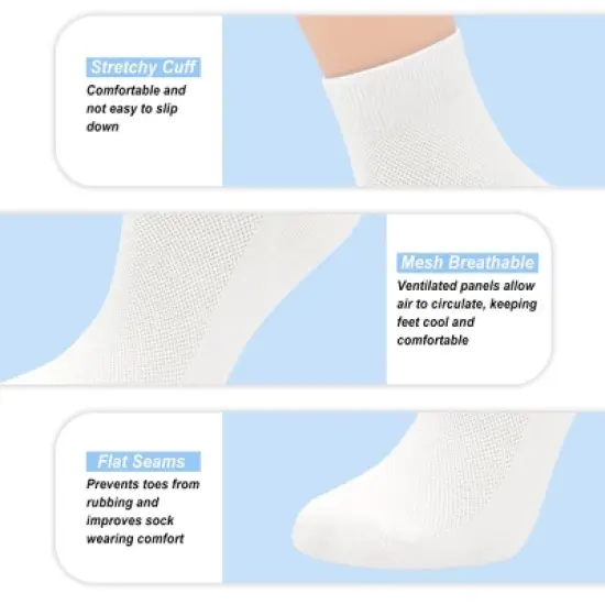 SERISIMPLE Women Thin Viscose Bamboo Above Ankle Sock Breathable Lightweight Classic Crew Casual 5 Pairs image {7}