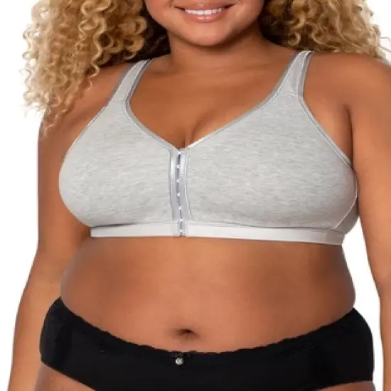 Curvy Couture Women's Cotton Luxe Front and Back Close Wireless Bra image {6}
