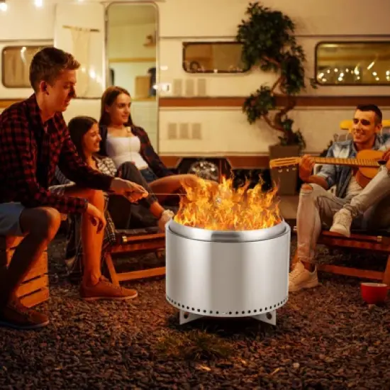 20.5Inch Smokeless Firepit, with Removable Ash Base, Stainless Steel Wood Burning Fireplace for Camping, Outside, Bonfire, Backyard and Patio image {5}