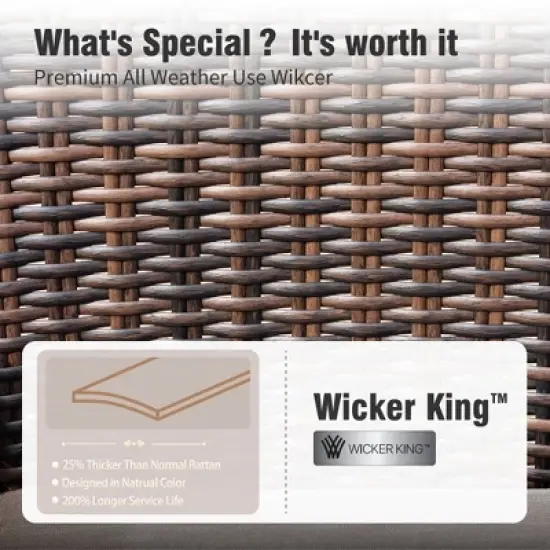 Captiva Designs 6pc Oversized Patio Outdoor Wicker Furniture Conversation Sofa Set with Coffee Table for Garden Yard Porch image {7}