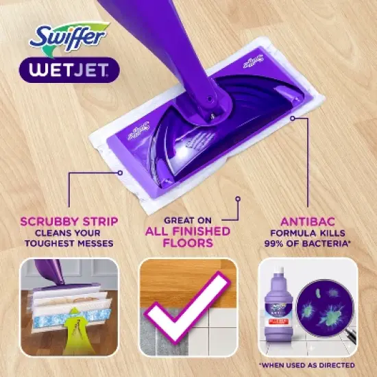 Swiffer WetJet Floor Mop Starter Kit (1 Spray Mop, 5 Mopping Pads, 1 Floor Cleaner Liquid Solution) image {9}