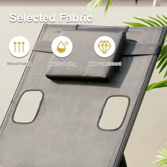 Costway Patio Tanning Lounge Chair 5-Position Outdoor Recliner with Face Hole Poolside image {5}