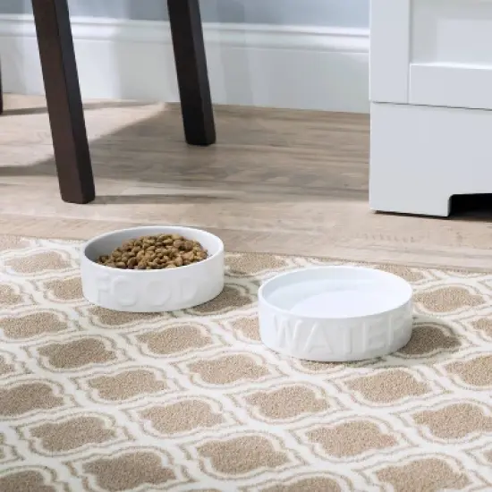 Park Life Designs 2c Classic Water and Food Dog Bowl - White image {4}