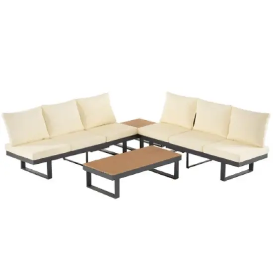 Outdoor Modular Sectional Sofa Set with Coffee Table, Side Table, and Adjustable Reclining Seats image {7}