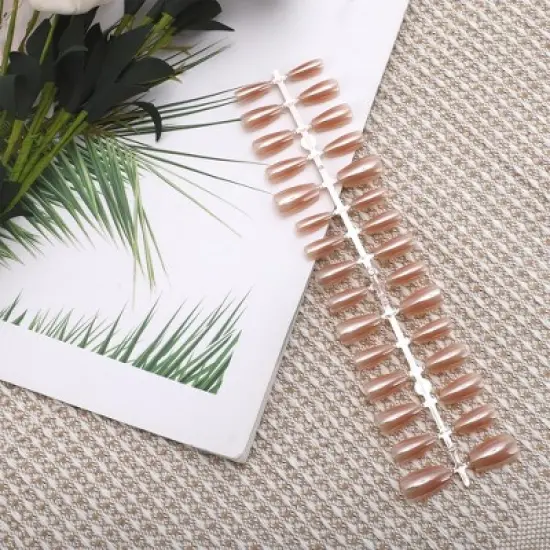 Unique Bargains Women's Full Coverage Fake Nails S Pink 1 Pc image {4}