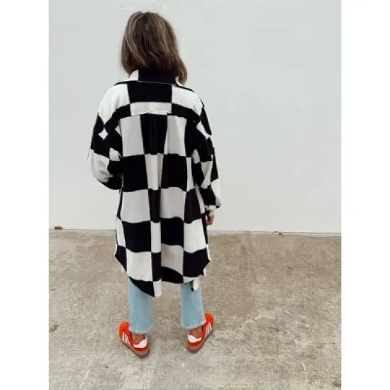 Women's Ascot + Hart Checkered Fleece Graphic Shacket image {5}