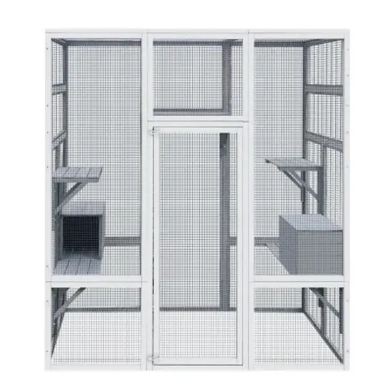 62"Wx70"H Outdoor Wooden Large Pet Enclosure With Anti-UV And Waterproof,7 Platforms And 2 Resting Boxes,Cat Shelter -Maison Boucle image {2}