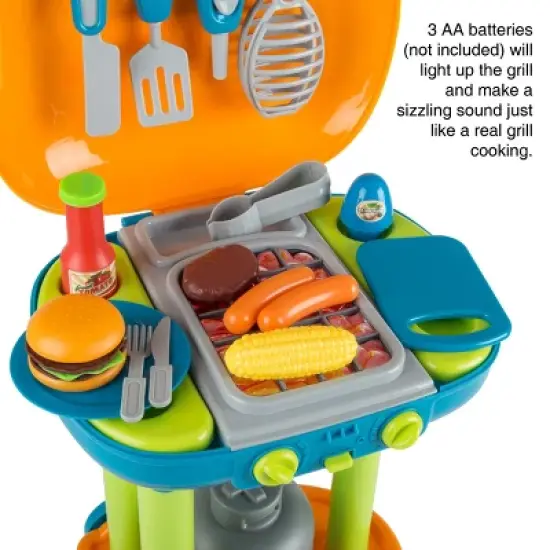 Toy Time Kids' Pretend Play BBQ Grill Toy Set with Toy Food and Kitchen Accessories image {2}