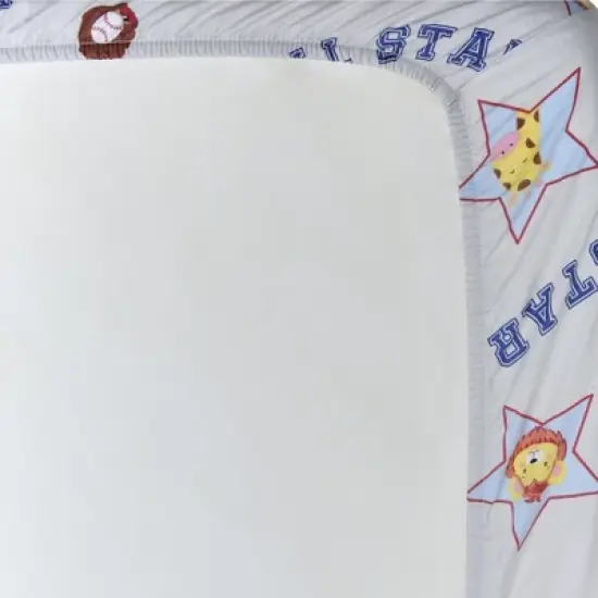 Everyday Kids 2-Pack Pack 'n Play Sheets, 100% Cotton, Jungle Sports & Blue, Soft Fitted Sheets for Portable Crib, Playpen, or Mini Crib image {7}