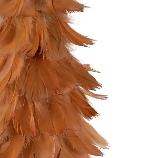 Northlight Small Layered Feather Cone Tree Glittered Christmas Decoration - 16" - Rust Orange image {4}