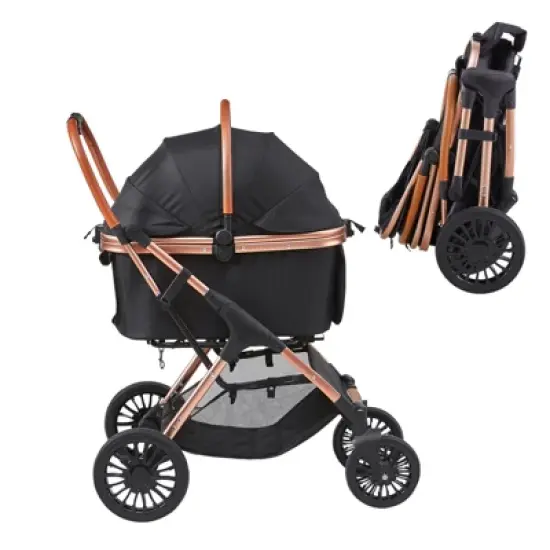 VEVOR Pet Stroller, 4 Wheels Dog Stroller Rotate with Brakes, 66 lbs Weight Capacity,with Detachable Carrier, Storage Basket and Pet Pad image {8}