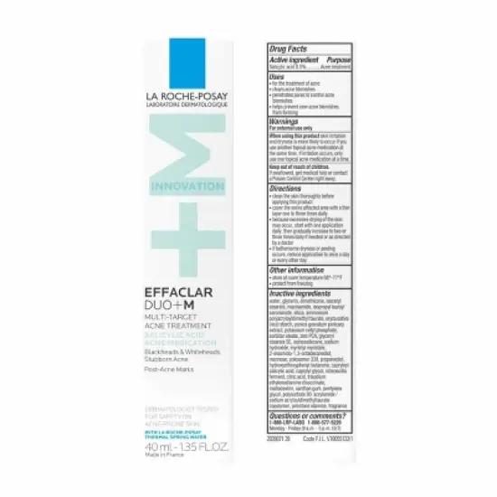 La Roche Posay Effaclar Duo + M Multi Target Acne Treatment with Salicylic Acid - 1.35 fl oz image {1}